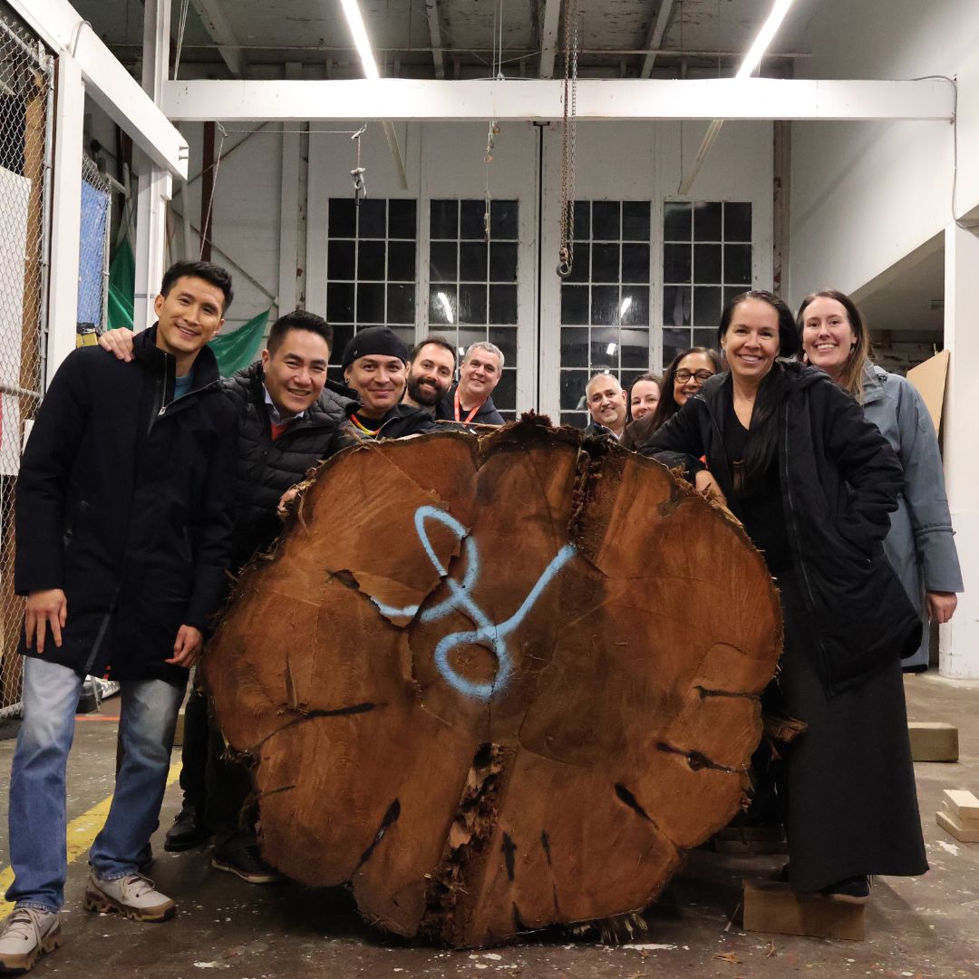 BCCDC, Pacific Public Health Foundation, and Musqueam carver  Jody Sparrow with log